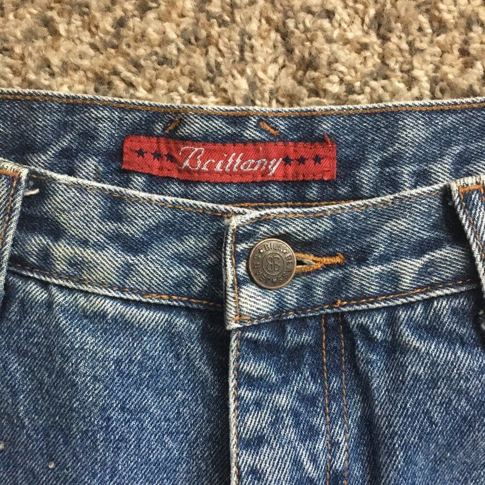 Blue Women's Jeans with Rhinestones B-1 - Picture 4 of 5